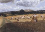 George Robert Lewis, Dynedor Hill,Herefordshire,Harvest field with reapers (mk47)